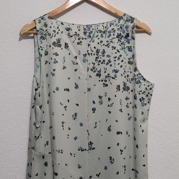 Vince Sage Green Floral Bias Satin Slip Dress Aloe Size Large New - Picture 6 of 10